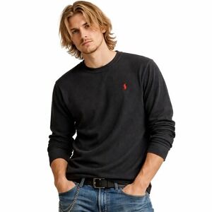 Polo Ralph Lauren Black Waffle Knit Thermal Shirt Long Sleeve Sz M NWT